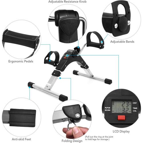 product_image_name-Generic-جهاز تمارين بدواسة قابل للطي، دراجة تمارين صغيرة محمولة أسفل المكتب، دراجة يدوية للقدمين، جهاز تمارين للذراعين والساقين مزود بشاشة LCD.-2