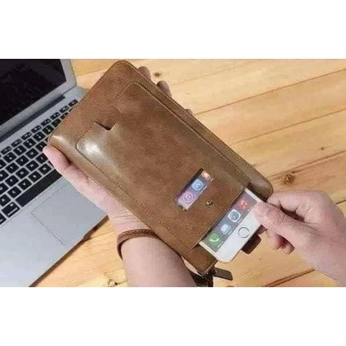 product_image_name-Generic-محفظة يد رجالية لون بني من كانجرو بجيب خارجي للموبايل-4