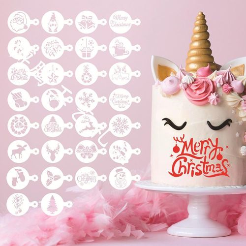 30 Pieces Cookie Stencils Cake Templates Coffee Stencils Reusable Painting Cake  Stencil Templates Embossing Moulds 