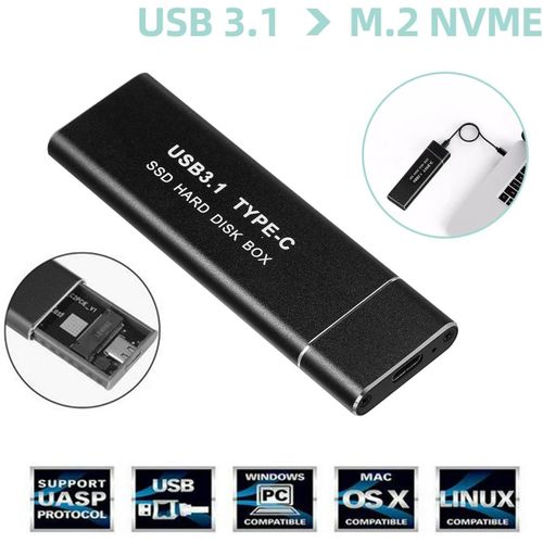 product_image_name-Generic-حافظة تخزين M.2 NVME من الألومنيوم بمنفذUSB 3.1 الجيل الثاني إلى منفذ الملحقات الإضافية السريع، وسيط خارجي ذو حالة ثابتة نوع C، قرص صلب ثاندربولت، يدعم UASP، متوافق مع مقاسات 2230 و2242 و2260-2