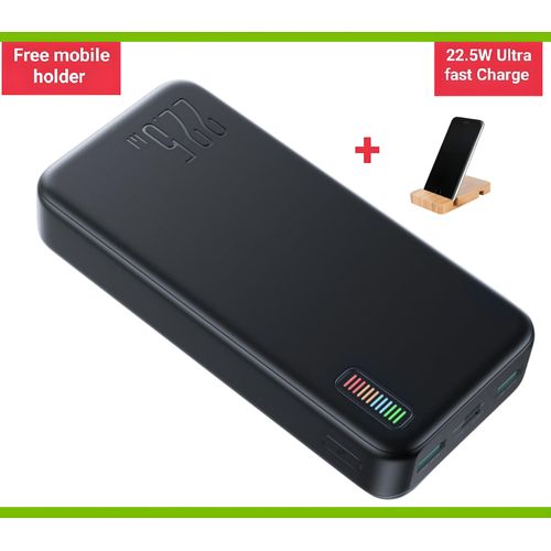 product_image_name-JOY ROOM-JR-QP195 joyroom Power Bank 20000mAh- Super Fast Charging 22.5W- Black +Free Mobile Holder-1