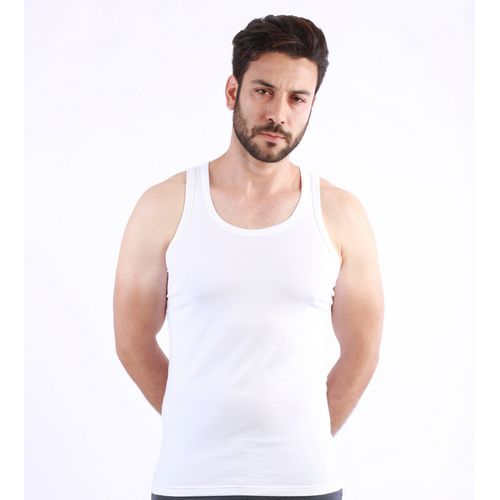 Buy Masters Men Tank Top Cotton Stretch - White in Egypt