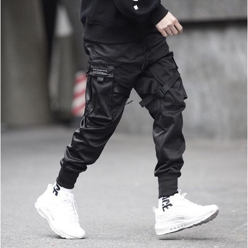 Fashion (black)New Harem Joggers Men Cargo Pants Streetwear Hip Hop Casual  Pockets Ribbons Track Pants Male Harajuku Fashion Trousers OM @ Best Price  Online