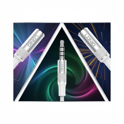 product_image_name-Ldnio-كابل تمديد صوت AUX  موديل LS-Y81B-50cm) مضفر عالي المتانة بطول 50 سم - يدعم مكالمات HD وتوصيل سماعات الرأس والسيارة والهواتف -  -3