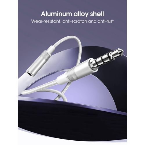 product_image_name-Ldnio-كابل تمديد صوت AUX  موديل LS-Y81B-50cm) مضفر عالي المتانة بطول 50 سم - يدعم مكالمات HD وتوصيل سماعات الرأس والسيارة والهواتف -  -4