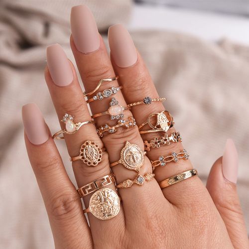 Fashion 15PCS Retro Vintage Crystal Joint Knuckle Ring Sets Finger