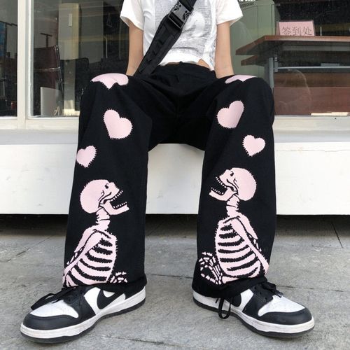 Fashion (Black)Gothic Harajuku Baggy Sweatpants Women Men Loose Wide Leg  Overalls Fairy Grunge Sports Pants Korean Fashion Alternative Clothes DOU @  Best Price Online