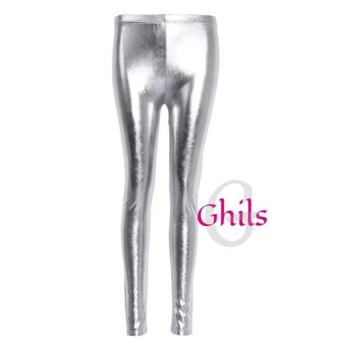 Ghils Women's Leggings Hipster Sexy Shiny Liquid Metal Pants High