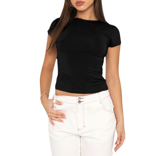 Fashion (Short Sleeve Black)Long Sleeve T Shirt Women Spring Autumn Slim  Fit Pullovers T-shirts Streetwear Female Pullovers Basic Tee Y2k Clothes  Crop Tops SMA @ Best Price Online
