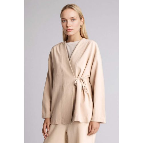 product_image_name-Defacto-تونيك كم طويل من مزيج الكتان قصة عادية-5