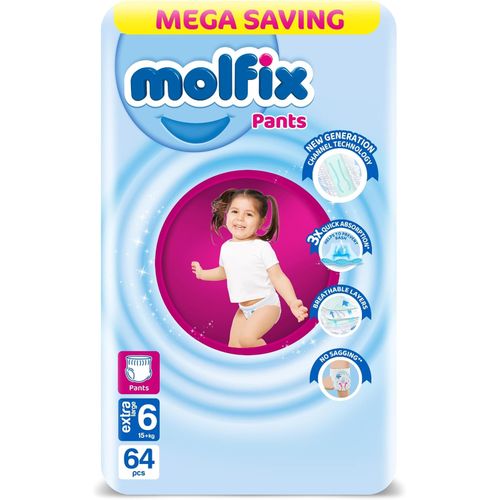 Buy Molfix Pants Diapers Mega Pack Xlarge Size 6 - 64 PCS in Egypt