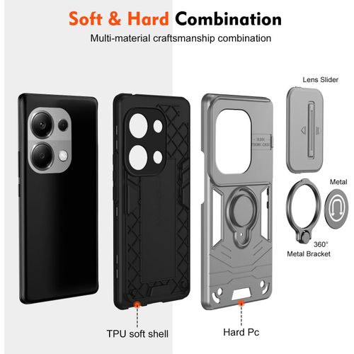 product_image_name-GOLDEN MASK-جراب الحماية الفائقه مع دبله معدانيه وباب جرار لحماية كاميرة الهاتف - (رمادى) (Xiaomi Redmi Note 13 Pro 4G) جولدن ماسك-6