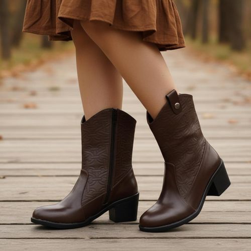 product_image_name-Life Stylish-أحذية بكعب عالي جلدية أنيقة LB-36 - بني-1