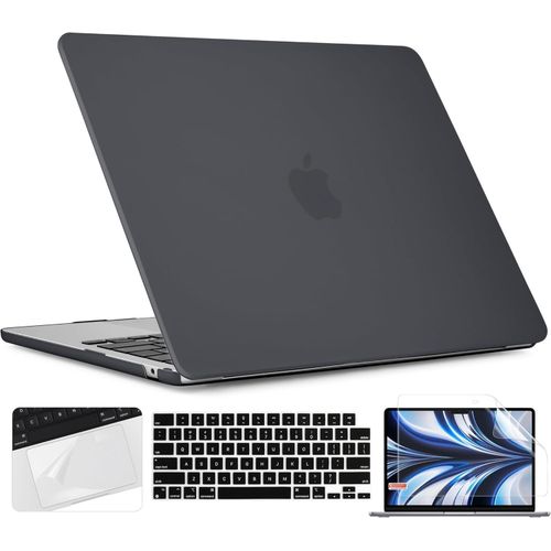 product_image_name-Generic-لحافظة ماك بوك أير 13.6 بوصة إصدار 2022 2023 للطراز A2681 M2 Chip، غطاء صلب مطفي مع فيلم لوحة لمس وغطاء لوحة مفاتيح وفيلم شاشة لماك بوك أير 13 M2، أسود مطفي-1