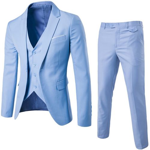 3pcs Mens Tuxedo Suit Trousers Set Slim Fit Blazer Elegant Business Wedding  Suit