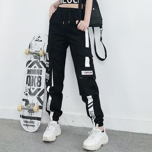 Fashion (Black White)Women's Joggers Casual Sports Summer Girls Hip-hop  Streetwear Pants Fashion Cargo Pants Female Dance Sweatpants Trousers Black  WEF @ Best Price Online