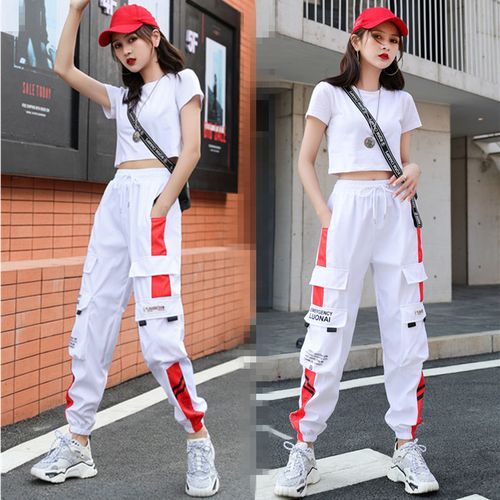 Fashion (Black White)Women's Joggers Casual Sports Summer Girls Hip-hop  Streetwear Pants Fashion Cargo Pants Female Dance Sweatpants Trousers Black  WEF @ Best Price Online