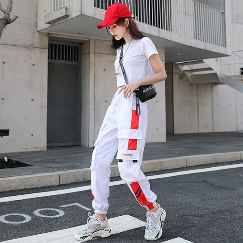 Fashion (Black White)Women's Joggers Casual Sports Summer Girls Hip-hop  Streetwear Pants Fashion Cargo Pants Female Dance Sweatpants Trousers Black  WEF @ Best Price Online