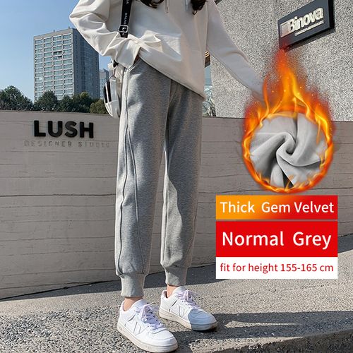 Fashion (Grey Normal)PELEDRESS Women Winter Warm Pants Fleece Velvet Thick  Trousers Harajuku Korean High Waist Elastic Straight Harem Pants 2021 New  DOU @ Best Price Online