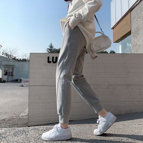 Fashion (Grey Normal)PELEDRESS Women Winter Warm Pants Fleece Velvet Thick  Trousers Harajuku Korean High Waist Elastic Straight Harem Pants 2021 New  DOU @ Best Price Online