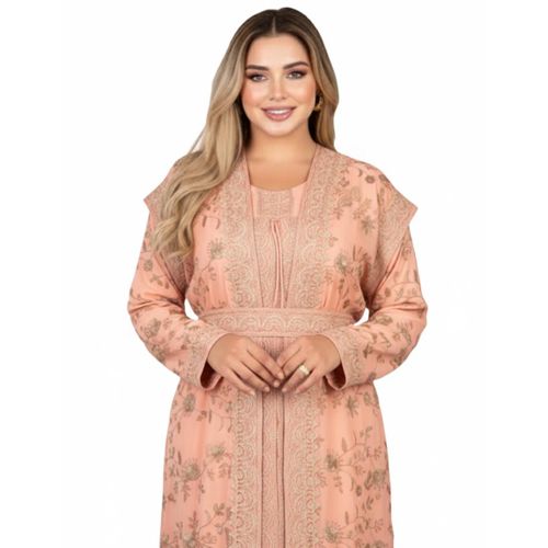 product_image_name-Generic-عباية استقبال و صباحية و مناسبات الخامة شيفون مكونة من 3 قطع , موديل 525 , احمر-2