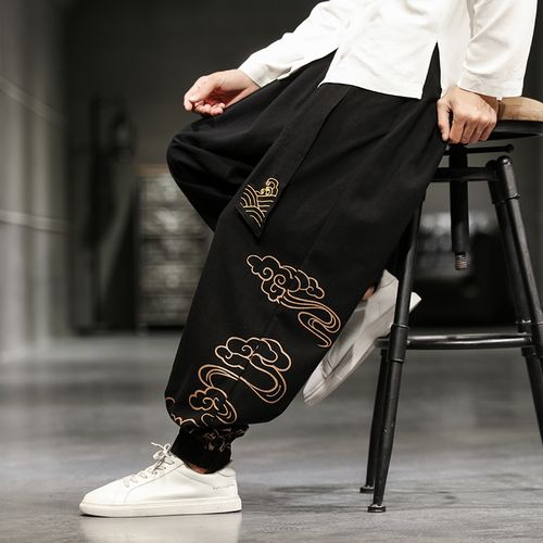 Fashion (Black)Chinese Style Retro Auspicious Clouds Print Pants Men  Clothing Autumn Fashion Clothes Loose Casual Pants Plus Size Harem Pants OM  @ Best Price Online | Jumia Egypt