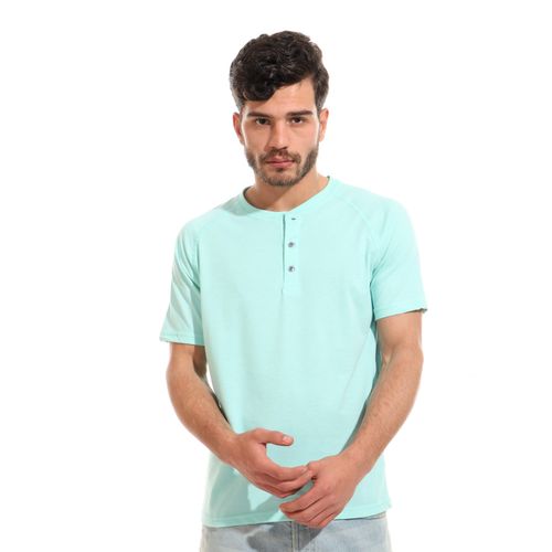 Buy Ted Marchel Short Sleeves Cotton Henley Shirt - Seafoam in Egypt