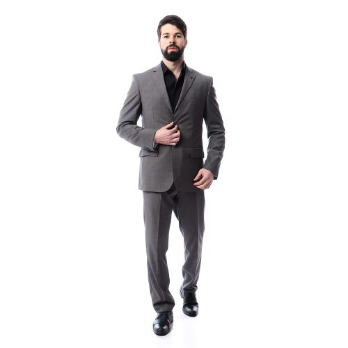 Dalydress Regular Fit Slub Formal Suit - Grey