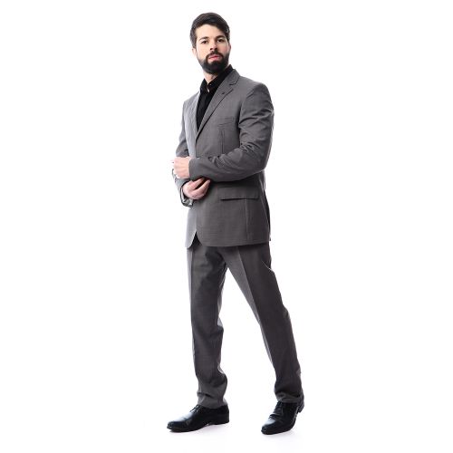 Dalydress Regular Fit Slub Formal Suit - Grey