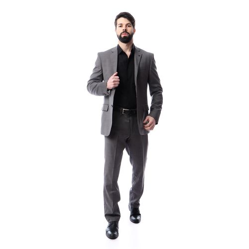 Dalydress Regular Fit Slub Formal Suit - Grey