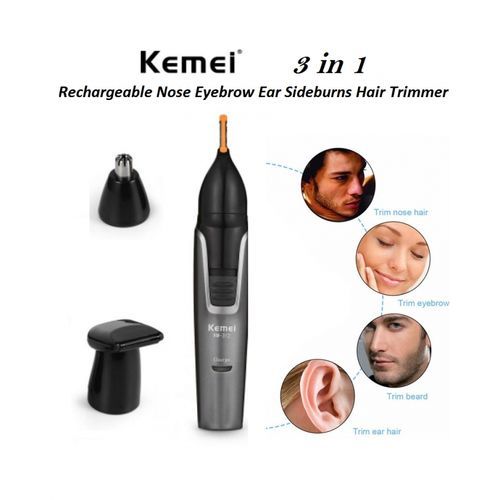 اشتري Kemei KM-312 -3-in-1 Rechargeable Nose Eyebrow Ear Sideburns Hair Trimmer في مصر