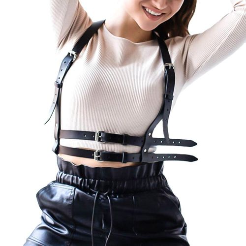 Women Faux Leather Waist Belt with Straps Wide Underbust Corset Belt Dress  Belt 