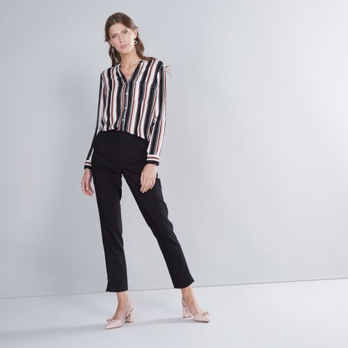 Max Striped V-neck Shirt with Long Sleeves and Patch Pocket MULTISHADE PINK