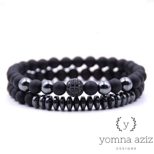 product_image_name-Generic-اكسسوارات - حظاظة - حظاظات اليد_هديه عيد الحب 1قطعه النساء,الرجال قابل للتعديل خرز الهيماتيت سواريوغا الاسود شاطئ البحر مطاطا  12لون-1