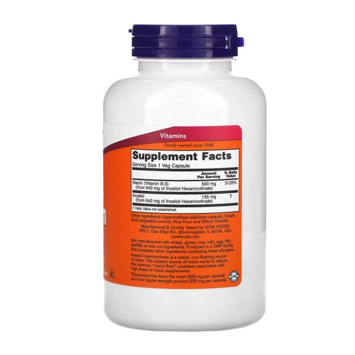 product_image_name-Now-النياسين (فيتامين B3) دعم صحي بقوة مضاعفة - 180 كبسولة نباتية-4