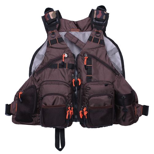 Generic Brown Fly Fishing Vest Outdoor Activities Mesh Jacket Multifunction  @ Best Price Online