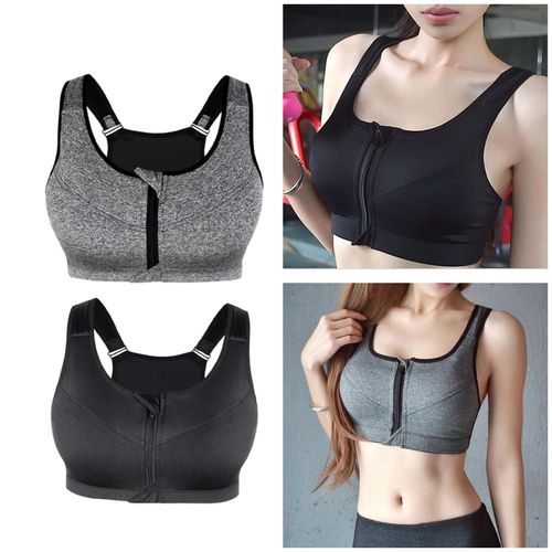 Generic Women Sports Bra High Impact Support Workout Yoga Shock Gray L @  Best Price Online