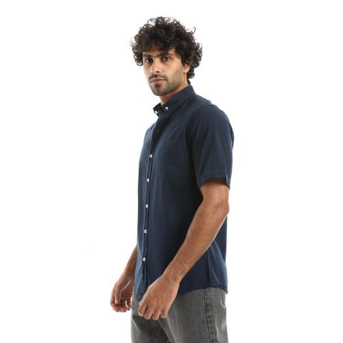 product_image_name-Andora-قميص كاجوال بأكمام طويلة وإغلاق بالأزرار وياقة مقلوبة - أزرق داكن-4