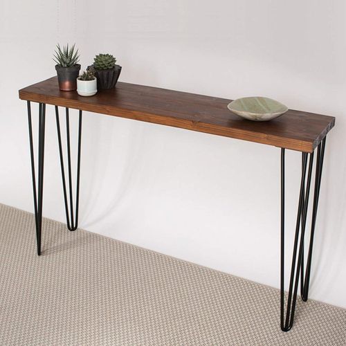 product_image_name-Generic-Hall Entrance Wall Table, Home Console Tables for Living Room Solid Wood Iron Art Decoration Side Table 100/120CM(Size:100 * 30 * 75CM,Color-2)-1