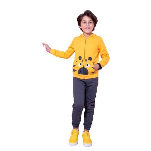 Buy Boys' Winter Outfit, Yellow T-shirt And Gray Pants in Egypt