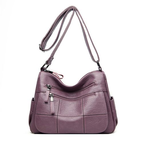 Luxury Leather Designer Ladies Double Zipper Crossbody Handbags