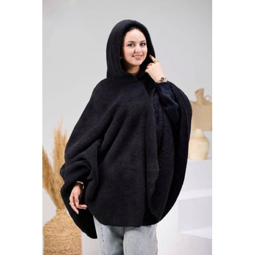 product_image_name-Generic-بلانكت "كاب"شتوي ناعم من الصوف مع غطاء رأس - تصميم مريح وأنيق - أسود-1