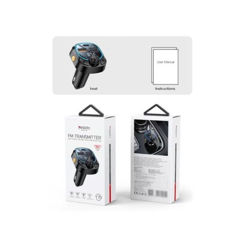 product_image_name-Yesido-شاحن سيارة Y70، جهاز إرسال FM بتقنية بلوتوث 5.3، يدعم 3 أجهزة، منفذ USB ومنفذ Type-C-3