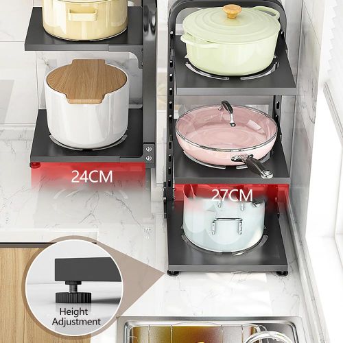 Adjustable Pan Organizer Cabinet Frying Pan Holder Under Sink Organizer  Corner Cookware Stand Storage Rack Kitchen Accessories