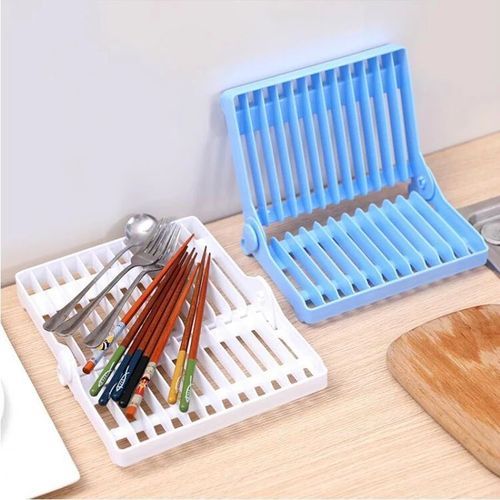 Kitchen Plastic 12 Slots Folding Dish Drying Drainer Plate Rack Purple