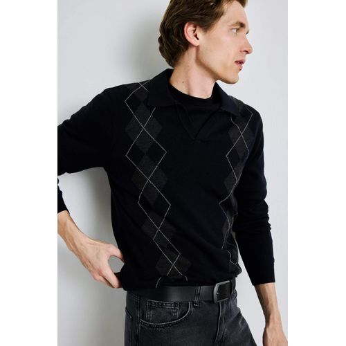 product_image_name-Defacto-بلوفر تريكو كاروهات بقصة عادية-1