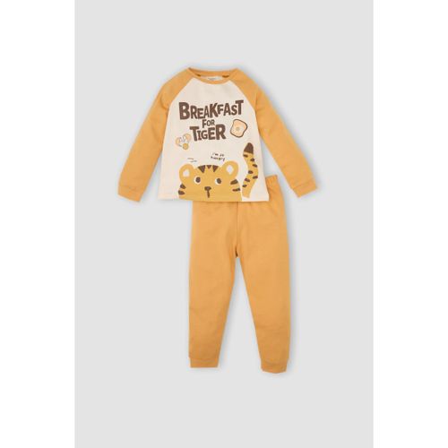 product_image_name-Defacto-Baby Boy Baby Neck Regular Fit Knitted Pyjamas - Ecru-1