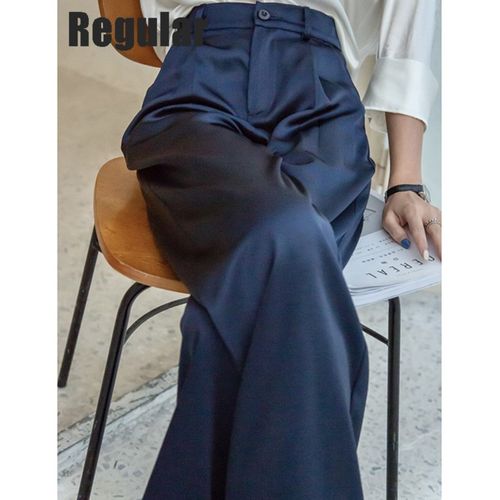 Blue Fashion Pants Women, Blue High Waist Trouser, Womens Traf Pants