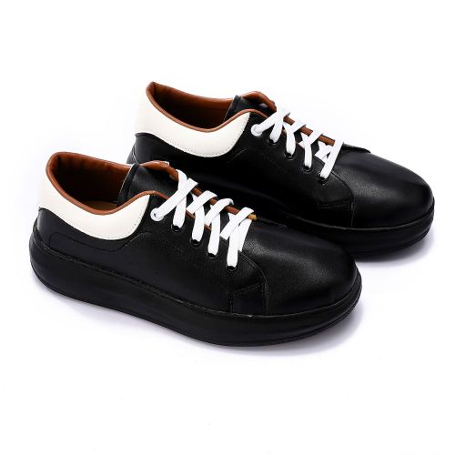 Buy Hammer Stitched Accent Lace Up Sneakers - Black & White in Egypt