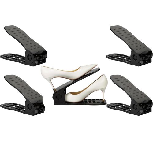 product_image_name-Generic-منظم أحذية مكون من 4 قطع، رف أحذية مزدوج الطبقات قابل للتعديل على 4 مستويات، حامل رف تخزين موفر للمساحة (أسود، عبوة من 4 قطع)-1